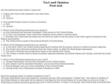 Fact and Opinion: Post Test Interactive Fact and Opinion: Post Test Interactive