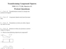 Transforming Congruent Figures: Pretest Worksheet Transforming Congruent Figures: Pretest Worksheet