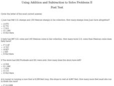 Using Addition and Subtraction to Solve Problems II: Post Test Interactive Using Addition and Subtraction to Solve Problems II: Post Test Interactive