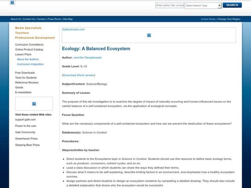 Ecology Lesson Plan Ecology Lesson Plan