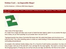 Mobius Card- An Impossible shape Worksheet Mobius Card- An Impossible shape Worksheet