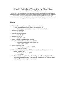 How to Calculate Your Age by Chocolate Worksheet How to Calculate Your Age by Chocolate Worksheet