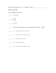 Test Factoring Sections 5.2 - 5.4 Worksheet Test Factoring Sections 5.2 - 5.4 Worksheet
