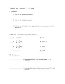 Conics and Graphing Worksheet Conics and Graphing Worksheet