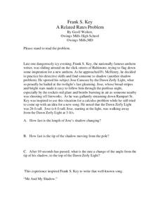 A Related Rate Problem Worksheet A Related Rate Problem Worksheet