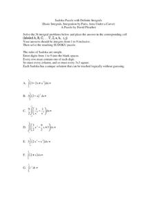 Sudoku Puzzle: Definite Integrals Worksheet Sudoku Puzzle: Definite Integrals Worksheet