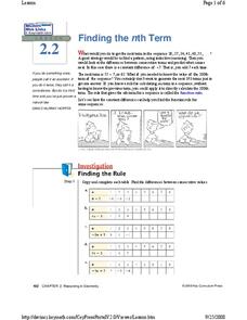 Finding the nth Term Lesson Plan Finding the nth Term Lesson Plan
