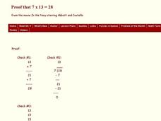 Proof that 7 x 13 = 28 Worksheet Proof that 7 x 13 = 28 Worksheet