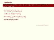 Elvis Presley Number Puzzles Interactive Elvis Presley Number Puzzles Interactive