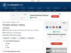 Editing Worksheet Editing Worksheet