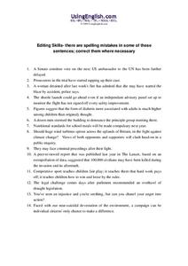 Editing Skills Worksheet Editing Skills Worksheet