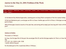The Pool Problem Worksheet The Pool Problem Worksheet