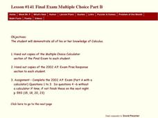 Final Exam Multiple Choice part B Lesson Plan Final Exam Multiple Choice part B Lesson Plan