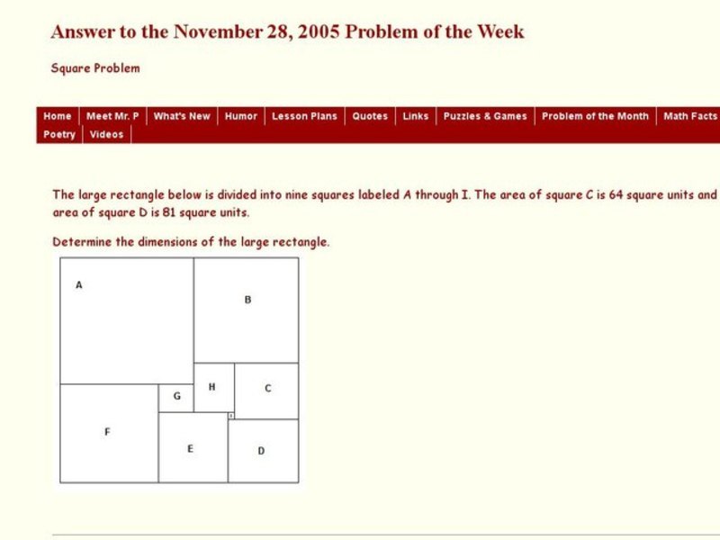 Square Problem Worksheet Square Problem Worksheet