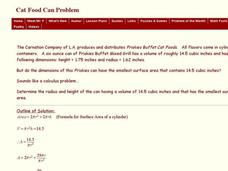 Minimize Surface Area of a Cylinder Given the Volume Interactive Minimize Surface Area of a Cylinder Given the Volume Interactive