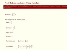 Proof That One Equals Zero (Using Calculus) Worksheet Proof That One Equals Zero (Using Calculus) Worksheet