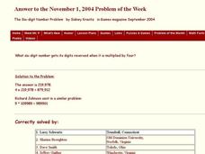 The Six-Digit Number Problem Worksheet The Six-Digit Number Problem Worksheet