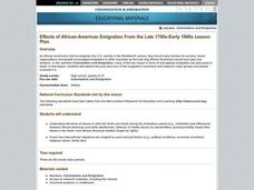 Effects of African-American Emigration From the Late 1700s-Early 1900s Lesson Plan Effects of African-American Emigration From the Late 1700s-Early 1900s Lesson Plan