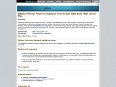 Effects of African-American Emigration From the Late 1700s-Early 1900s Lesson Plan Effects of African-American Emigration From the Late 1700s-Early 1900s Lesson Plan