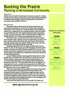Busting the Prairie: Planning a Homestead Community Lesson Plan Busting the Prairie: Planning a Homestead Community Lesson Plan