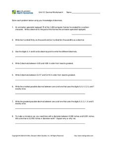 Decimal Practice Worksheet Decimal Practice Worksheet
