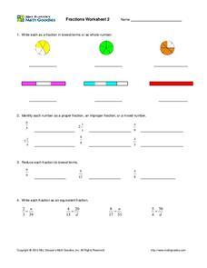 Fractions: pie graphs, numbers, and bars Worksheet Fractions: pie graphs, numbers, and bars Worksheet