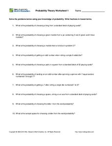 Probability Theory: 1 Worksheet Probability Theory: 1 Worksheet