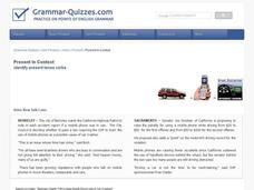 Present in Context: Identifying present tense verbs Interactive Present in Context: Identifying present tense verbs Interactive