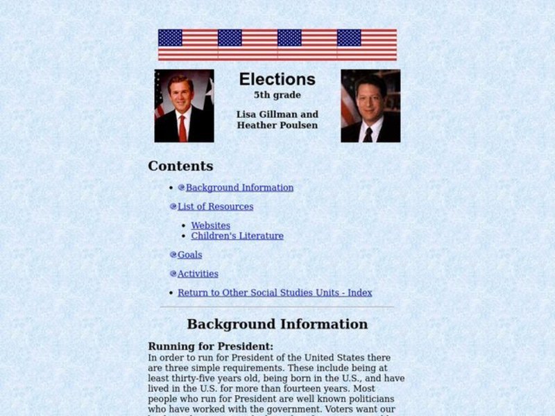 Elections Lesson Plan Elections Lesson Plan