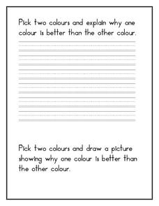 Writing Exercise: Why Is One Color Better than Another? Printables Writing Exercise: Why Is One Color Better than Another? Printables