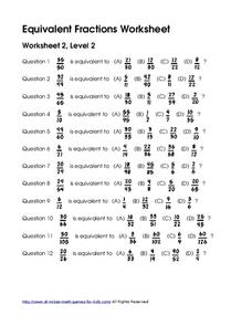 Equivalent Fractions #7 Worksheet Equivalent Fractions #7 Worksheet