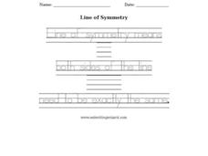 Handwriting Practice:  Line of Symmetry Worksheet Handwriting Practice:  Line of Symmetry Worksheet