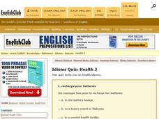Idioms Quiz: Health 2 Interactive Idioms Quiz: Health 2 Interactive
