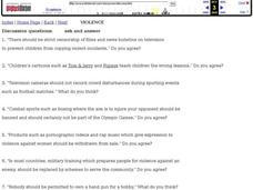 Violence Discussion Lesson Plan Violence Discussion Lesson Plan