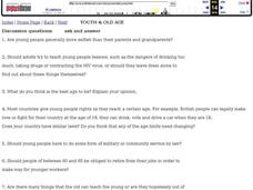 Discussion Questions:  Youth and Old Age Lesson Plan Discussion Questions:  Youth and Old Age Lesson Plan