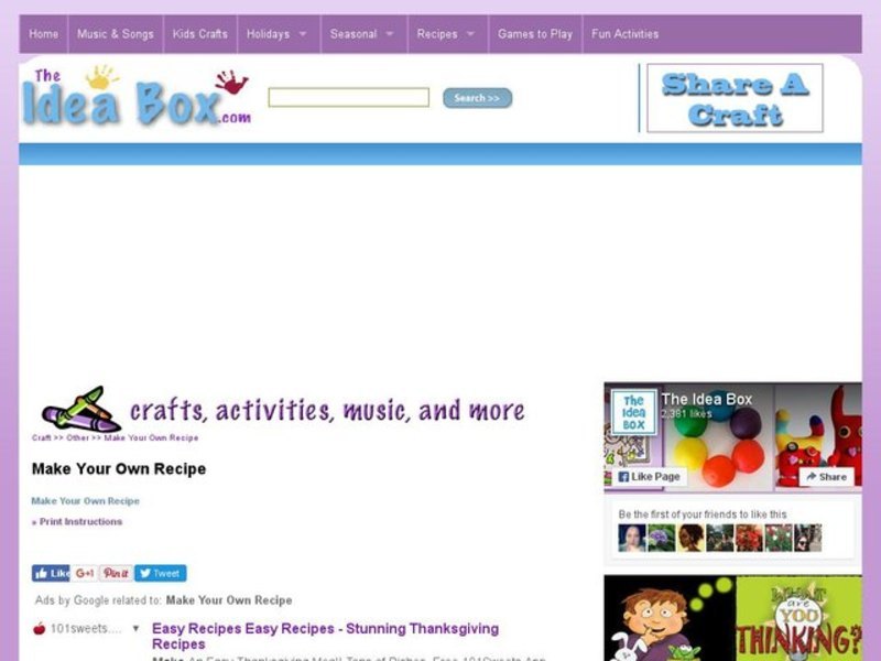Make Your Own Recipe Activities & Project Make Your Own Recipe Activities & Project