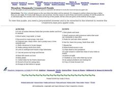 Meadow Mammals Crossword Puzzle Interactive Meadow Mammals Crossword Puzzle Interactive