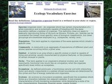 Ecology Vocabulary Exercise:  Wetlands Interactive Ecology Vocabulary Exercise:  Wetlands Interactive