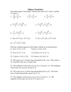 Ellipses Worksheet Ellipses Worksheet