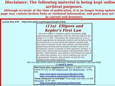 Ellipses and Kepler's First Law Lesson Plan Ellipses and Kepler's First Law Lesson Plan