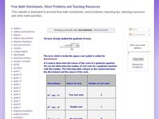 Discriminant and Quadratics Interactive Discriminant and Quadratics Interactive