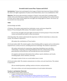 Tejanas and LULAC Lesson Plan Tejanas and LULAC Lesson Plan