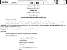Energy Transformation Lesson Plan Energy Transformation Lesson Plan