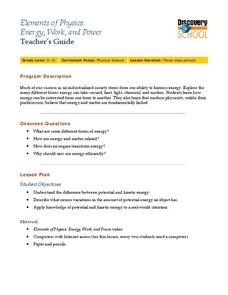 Energy, Work and Power Lesson Plan Energy, Work and Power Lesson Plan