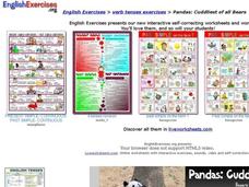 English Exercises:  Verb Tense and Pandas Interactive English Exercises:  Verb Tense and Pandas Interactive