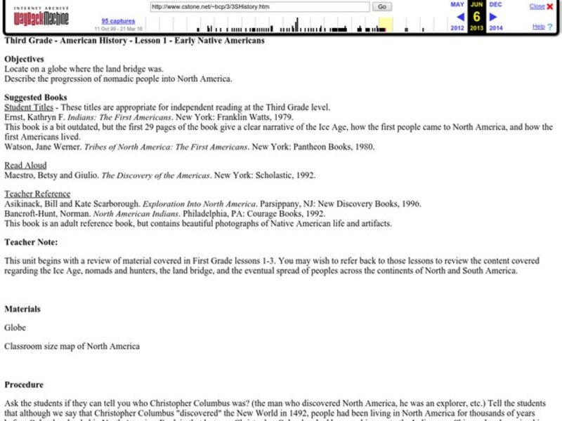 Early Native Americans Lesson Plan Early Native Americans Lesson Plan