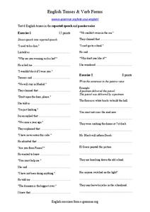 English Tenses and Verb Forms Worksheet English Tenses and Verb Forms Worksheet