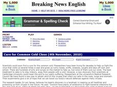 Breaking News English: Common Cold Interactive Breaking News English: Common Cold Interactive