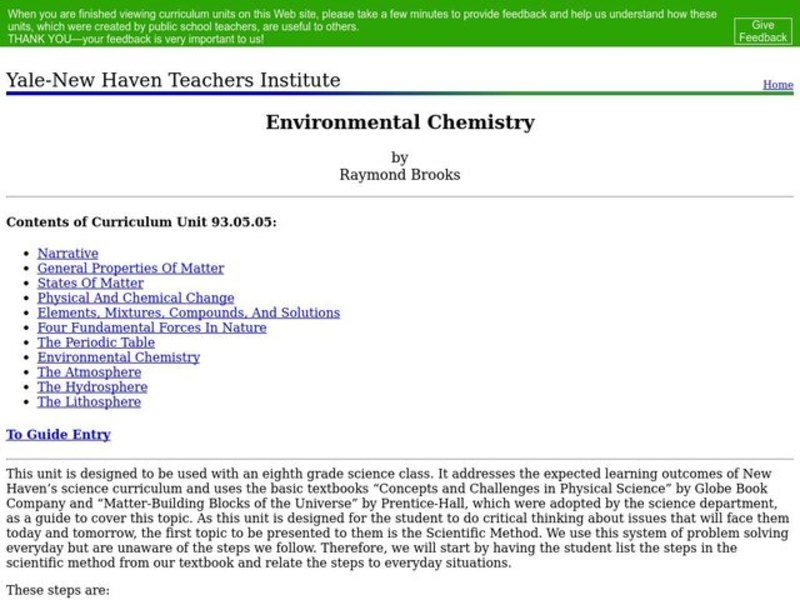 Environmental Chemistry Lesson Plan Environmental Chemistry Lesson Plan