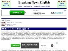 Breaking News English: Michael Jackson Interactive Breaking News English: Michael Jackson Interactive